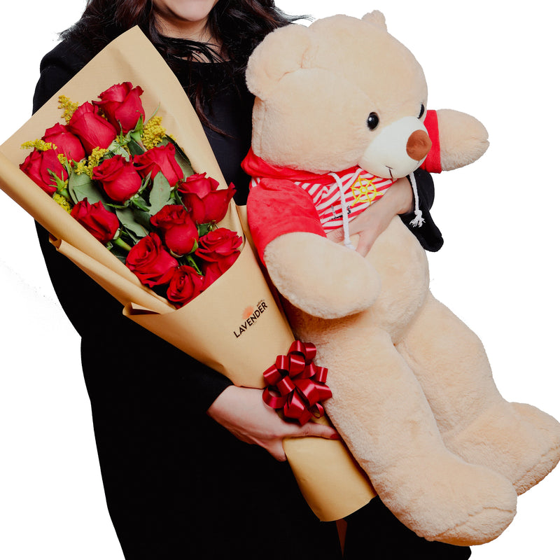 Flower Bouquet and Teddy Bear