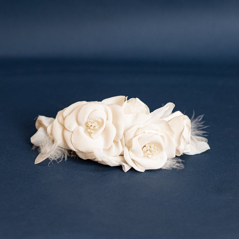 White floral hair accessory 