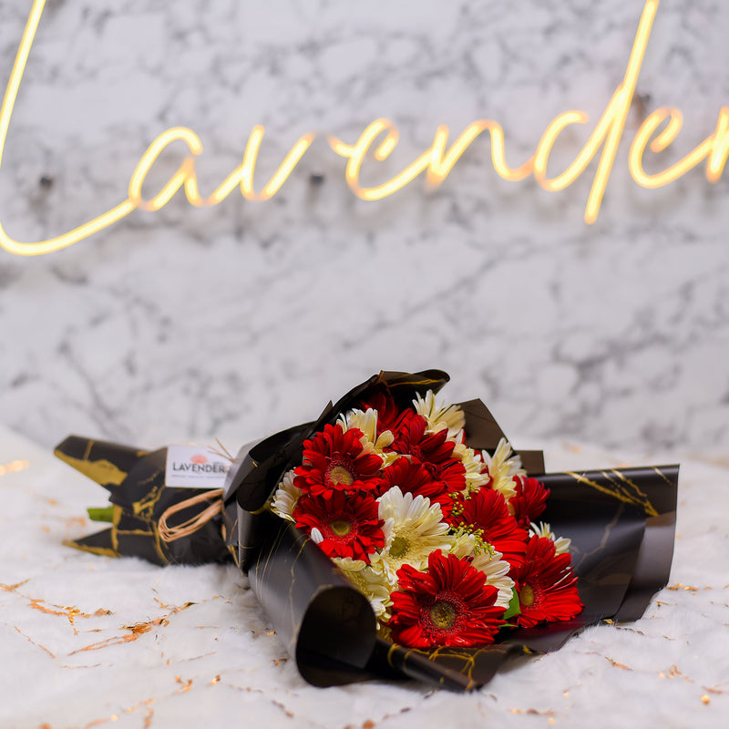 Natural white and red gerbera
